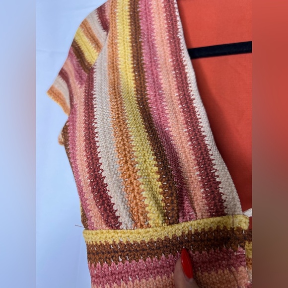 Robin Piccone Lyra Stripe Cap Sleeve Bikini Top Size Medium - Picture 4 of 8